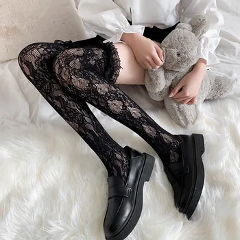 Dantelă albă Lolita Vițel Ciorapi Femei, Ciorapi Fete Peste Genunchi Șosete Jk Șosete Lungi Dantelă Japoneze Ciorapi Șosete Lolita