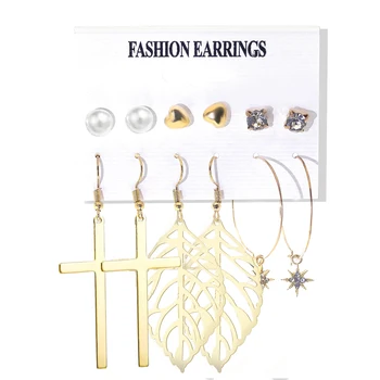 Cercei Vintage Din Piele Pentru Femei Acrilice Tassel Cercei Aur Perle Cruce Legăna Cercei Trend Bijuterii Accesorii Cadou