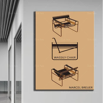 Arhitectura de epocă imprimare Bauhaus Marcel Breuer - scaunul Wassily minime design minimalist poster mijlocul secolului