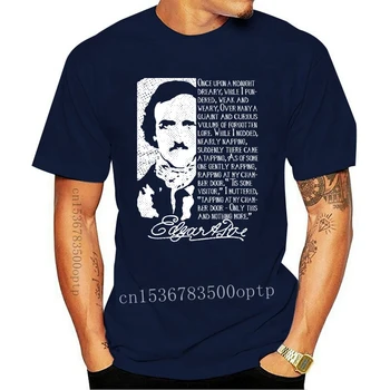 Bumbac , O-neck T-shirt imprimat Edgar Allan Poe, Corbul Tricou Unic Literatura Cadou