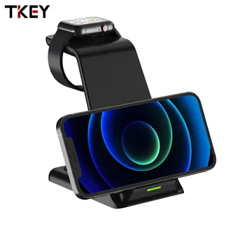 TKEY 3in1 Smartphone Încărcătoare fără Fir Suport 15W Încărcare Rapidă de Inducție Pentru iPhone 12 Pro Airpods 2 Apple Watch 5 4 Încărcător