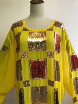 Noul Stil Clasic Femeilor Africane Dashiki de Moda cu Rochii Elegante Sifon Tesatura Paiete Brodate Vrac Rochie Lunga