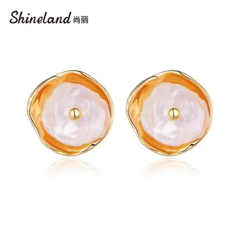 Shineland Baroc Perla Naturala De Culoare De Aur Cercul Stud Cercei Pentru Femeile De Metal Moda Bijuterii De Epocă De Înaltă Calitate 2021 Cadou