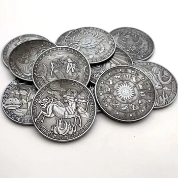 Fierbinte Douăsprezece Constelații De Epocă Imitație Moneda De Argint Antic Relief Comemorative De Vacanță Cadou De Colectie Monede