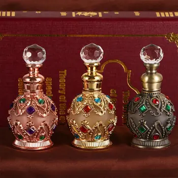 1 buc 15ml Vintage din Metal Sticla de Parfum Stil Arab Uleiuri Esențiale Dropper Sticla Recipient Orientul Mijlociu Decor de Nunta Cadou