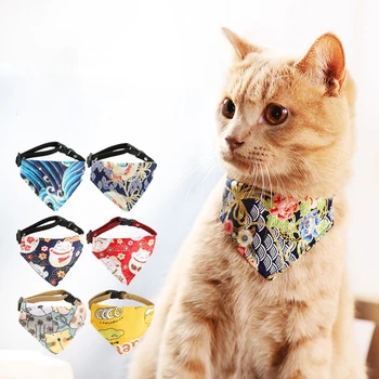 Noua moda de desene animate pisica cu papion pisoi câine eșarfă reglabil pisica de companie guler handmade Trigon consumabile pentru animale de companie pisica accesorii