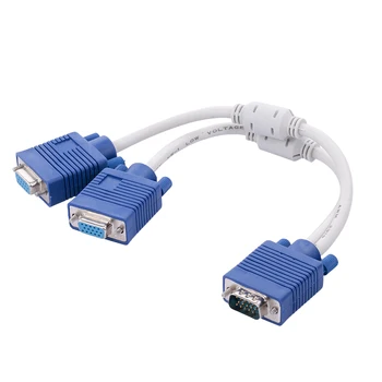 Cablu VGA, 1 Mascul la 2 Femele VGA Cablu Adaptor pentru Desktop/Laptop/Proiector/STB cu Dual