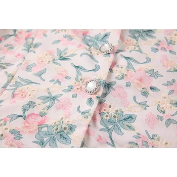 Elegant Dulce Stil Francez Roz V-Neck Sălbatice Bluza Femei De Vară 2021 Moda Casual Rever Imprimare Puff Maneca Tricou Femei Topuri