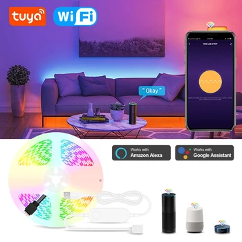 WiFi inteligent Benzi cu LED-uri de Lumină Funcționează cu Alexa, Google Acasa, Pentru pc gamer TV Led ,USB Alimentat 5050 LED strip ,Tuya Wifi