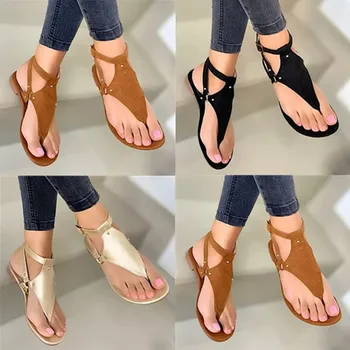 2021 Nou Stil Gladiator Stil Casual Plat Sandale pentru Femei Pantofi de Vara pentru Plaja Pantofi Outdoor pentru Femei Flip-flop SandalsSMT120
