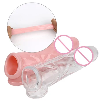 Extrem De Elastic Cristal Prezervativ Reutilizabile Penis Extender Maneca Intarziere Ejaculare Penis Extindere Intim Bunuri Jucarii Sexuale Pentru Barbati