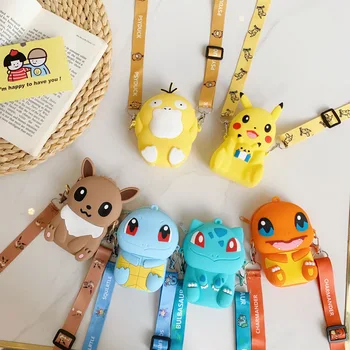 6 stiluri Japoneze Pokemon Cifrele de Acțiune Geantă de Umăr Pikachu Squirtle Bulbasaur Charmander Silicon Moale Poseta de Monede Cheie Cazul