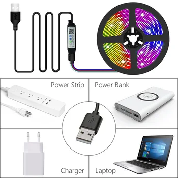 5V Bluetooth 1M-30M 5050 USB Benzi cu Led-uri Lumini 12V DC rezistent la apa RGB Led Panglică Lampa Pentru Decorare Dormitor TV Iluminare din spate