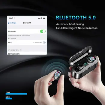 TWS 5.0 Bluetooth căști fără Fir, Căști 2000mah de Încărcare Cutie de Alimentare cu LED-uri de Afișare de Sport rezistent la apa Căști de Gaming Pavilioane