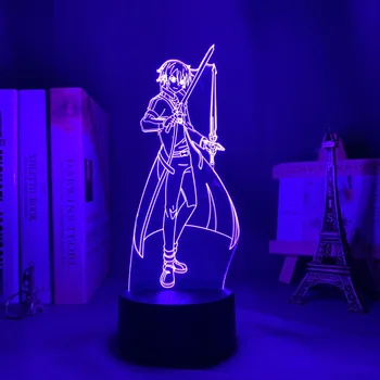 Anime Led Lumina de Noapte Sabie de Arta On-line Kirito pentru Decor Dormitor Cadou Colorat Veioza Manga 3d Lampa Kirigaya Kazuto