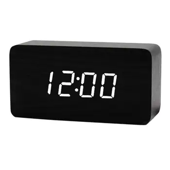 12/24H LED-Ora/Data/Temperatura de Afișare Lemn Digital Ceas cu Alarmă Snooze Control Sunet Ceas Electric
