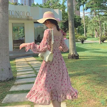 Rochie Coreeană Elegant De Epocă Ciothes Cottagecore Estetice Vara Femei Rochie Roz Kobieta Designer De Capsuni Sukienka Harajuku