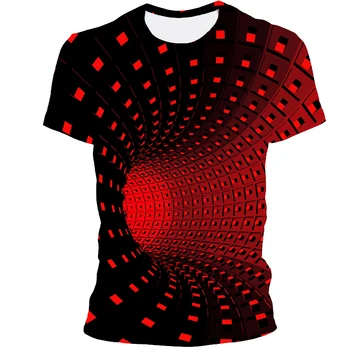 2021 3D imprimate T-shirt geometrice abstracte grafic haine Harajuku îmbrăcăminte pentru bărbați tricou pentru bărbați rotund gât de sus