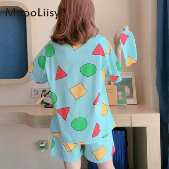 MeooLiisy Cuplu Set de Pijama pentru Femei Pijamale Anime Imprimare Pijama Plus Dimensiunii Vară Desene animate Homesuit Harajuku Pijamale