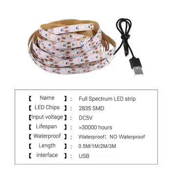 0,5 M/1M/2M/3M 5V USB Planta cu LED-uri Cresc de Lumină Benzi Spectru Complet Benzi cu LED-uri de Legume Flori, Răsad de Lumină Cort în Creștere Fito Lămpi