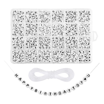 7mm Scrisoare Acrilice Margele 1200pcs / Plastic Alfabet Margele Boxs Set Pentru a Face Bijuterii Diy Brățară Colier Bijuterii Accesorii