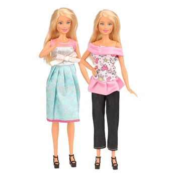 Papusa de moda de Accesorii pentru Tinuta de zi cu Zi 4 Haine / set Rochie Topuri Pantaloni pentru Papusa Barbie Jucarii Copii DIY Cadou de Ziua de nastere pentru Fete