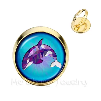 2019 New Sosire Sirenă Frumos Tipărite Inele Bijuterii Mica Sirena Sticlă Inel Cabochon Cadouri pentru Prieteni