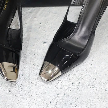 2021 Noi de Vara Metal Pătrat Mic Superficial Gura Cu Toc Stiletto Femei Sandale 6CM 9CM Inaltime Toc Opționa