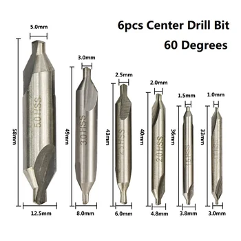 HSS Combinate Centru Exerciții de 60 de Grade Countersinks Unghi Bit Setat 1.0 mm, 1.5 mm, 2.0 mm, 2.5 mm, 3mm, 5mm Metal Burghiu
