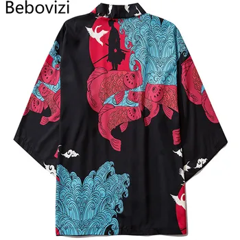 Bebovizi Japonez Stil Kimono Albastru Streetwear Yukata Bluza Femei Cardigan Harajuku Halat 2020 Bărbați Japonia Haine Tradiționale