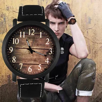 Ceas de Moda Lemnului dial Casual din Piele Cuarț Ceas pentru Bărbați Ceasuri de Lux, ceasuri de Mînă Hombre Oră de sex Masculin Ceas