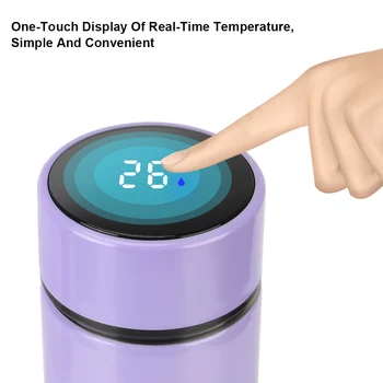 HOOMIN 500ML Inteligente de Izolare Ceasca de Cafea Ceasca Digital cu Led de Afișare a Temperaturii în aer liber, de Călătorie Sticlă de Apă din Oțel Inoxidabil
