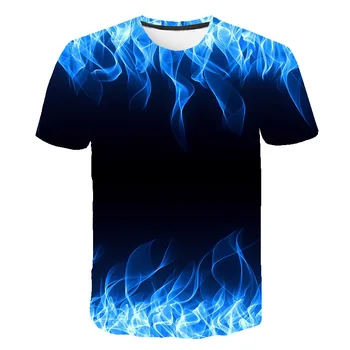 2021 new flame Boys T-shirt de moda de vară cu mânecă scurtă 3D rotund gât topuri de fum element tricou Fete la modă T-shirt