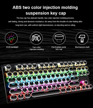 Ergonomie prin Cablu Gaming Keyboard Tastatură Mecanică Seven-culoare iluminare din spate USB 87 Taste Tastatură de Calculator Desktop Pentru Pc Gamer