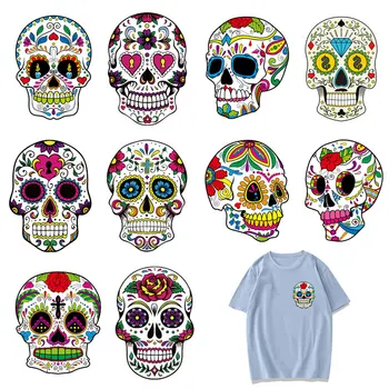 Punk Skull Patch-uri de Patch-uri Fier de Transfer pentru Copil Haine DIY T-shirt, Jacheta Lavabil Autocolante Aplicatiile Termice Apăsați pentru haine