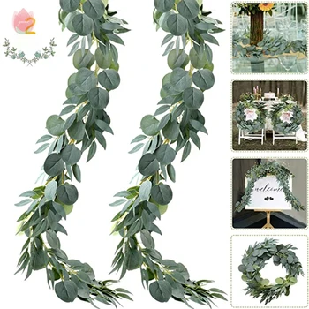 Wisteria Flori Artificiale Verde Frunze De Eucalipt Ghirlanda Rattan Fals Planta De Mătase Frunze De Viță-De-Vie Pentru Nunta, Ziua De Naștere A Decor Acasă