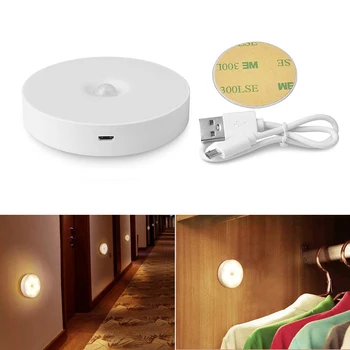 USB Charge LED Lumini de Noapte 6 Led-uri Senzor de Mișcare PIR Magnet Dulap de Perete Lampă Auto On/Off pentru Cabinet,Dulap,Contra,Bucătărie