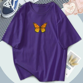 Fluture galben Harajuku T-shirt Femei de Moda Supradimensionat Tricouri de Epocă în aer liber Cosplay Topuri Tricouri Femei Vrac se Potrivi Camiseta