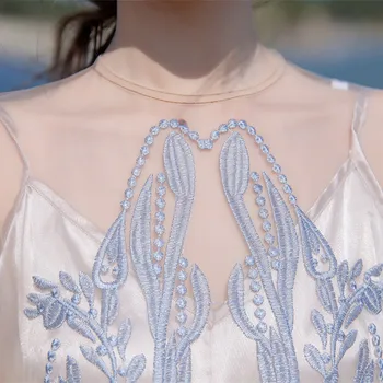 Designer de Stil Plajă Vacanță Rochie de Flori Embroideried Flare Sleeve Mesh-O-gât Mini Rochii pentru Femei de Noapte Sexy Luxuty Rochie