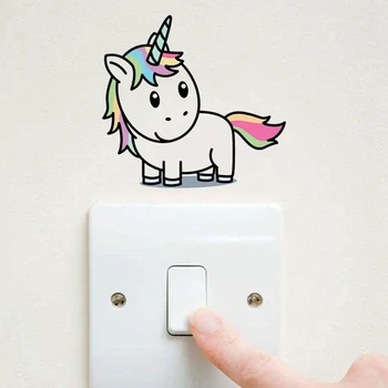 Desene Animate Cu Unicorn Comutator De Lumină De Culoare Autocolante De Perete Pentru Camere De Copii Dormitor Detasabil Comutator De Arta De Perete Decalcomanii De Decor Acasă