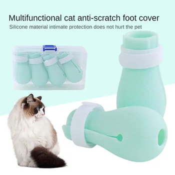 4buc Cat de Baie Anti-zero Pantofi pentru Pisici pe Labe Silicon Puppy Spălat Picioarele Acoperi Companie de Baie Taie Unghiile Anti-scratch pentru Pisici