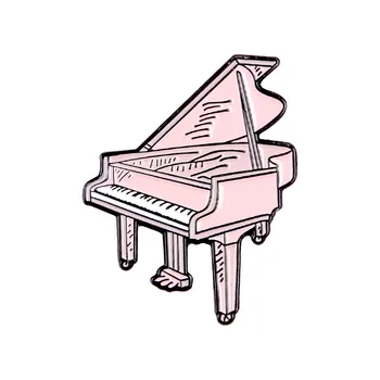 Violet desene animate instrument muzical pian alb buton de mână cântă la pian de moda, colectia de muzica metal pin creative brosa cadou
