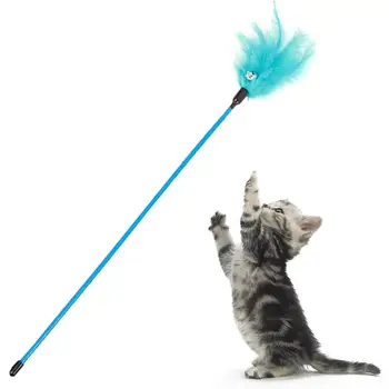 Dorakitten 1 buc Culoare Solidă Pisica Stick Jucărie Fals Pene Mici, Bell Decor Cat Teaser Jucarie Pisica Play Jucării Consumabile pentru animale de Companie de Culoare Aleatorii