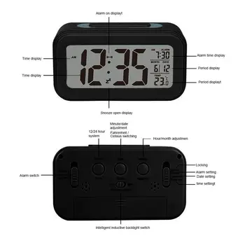 Bărbați Ceas Digital Display Ceas Deșteptător Led Inteligent Luminos Inteligent Ceas Temperatura Calendar Calendar Student Ceas Deșteptător
