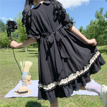 Europene Lolita Rochie Neagra Fata De Epocă Vara Student Kawaii Loli Haine De Epocă Victoriană Japonez Drăguț Rochie De Petrecere