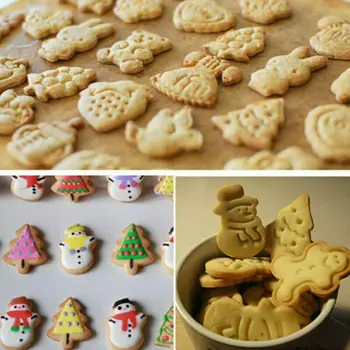 4XChristmas Cookie Timbru Biscuit Mucegai 3D Cookie Piston Cutter DIY Bicarbonat de Mucegai Crăciun turtă dulce Tort Fondant Mucegai Cookie Instrument