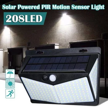 208LED Energie Solară Lumină IP65 Impermeabil în aer liber, Grădină Solare Lampă de Perete Senzor de Mișcare PIR, 3 Moduri de Grădină Acasă Strada Lumina