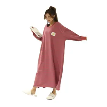 Modă Plus Dimensiune Rochie Cu Dungi Pentru Femei Toamna Și Iarna Rochii Pentru Femei 2021 Nou De Bumbac Cu Mâneci Lungi Pierde Timp Pijamale Dress