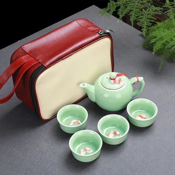 De Călătorie portabil china set de ceai Un ceai oală două/patru cani Cadou Kung Fu ceainic pentru ceai verde accesorii de bucatarie