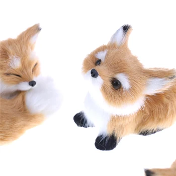Simulare brown fox jucărie blanuri ghemuit fox model decor acasă Animale Lume cu Static Figurine Jucarii Cadou pentru Copii